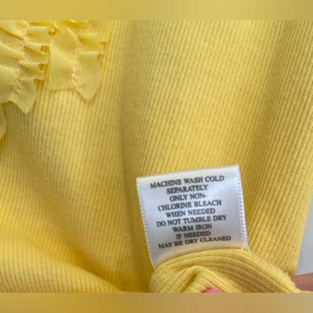 ☀️🌴Island Republic Ruffled Ribbed Stretch Yellow Tank Top Size Medium - Picture 5 of 8